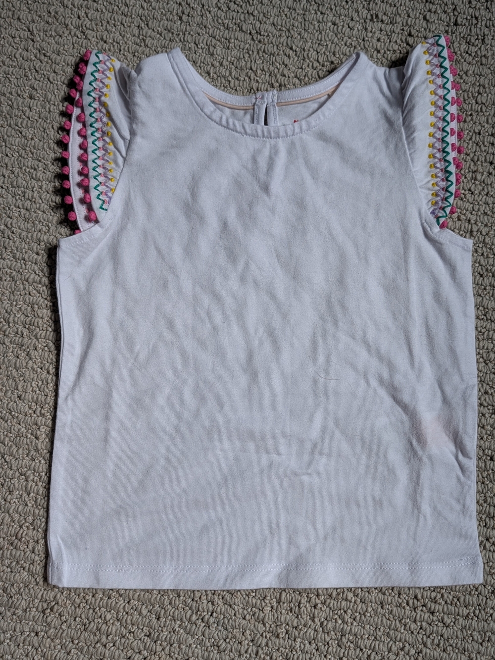 Mini Boden White Tank Top with Colorful Trim